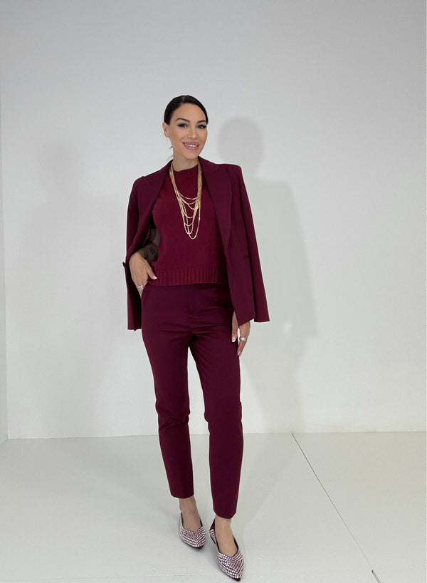 Pantalone in punto milano bordeaux FEDERICA BI