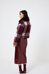 Giacca tartan bordeaux FEDERICA BI