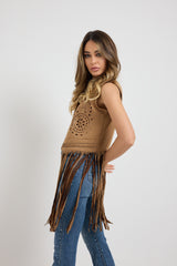 Gilet in suede frange FEDERICA BI