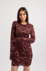 Abito FEDERICA BI in pizzo bordeaux