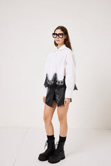Camicia in cotone e pizzo FEDERICA BI ( bianca e nera )