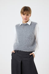 Gilet in mohair perla FEDERICA BI