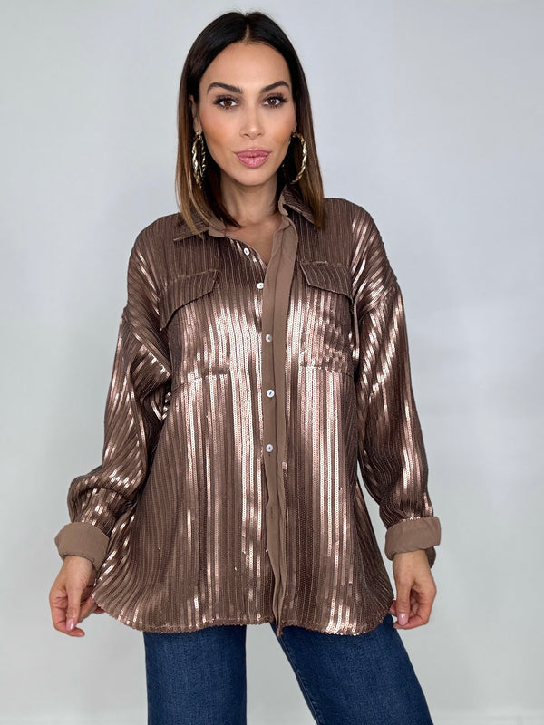 Camicia in paillettes e chiffon FEDERICA BI