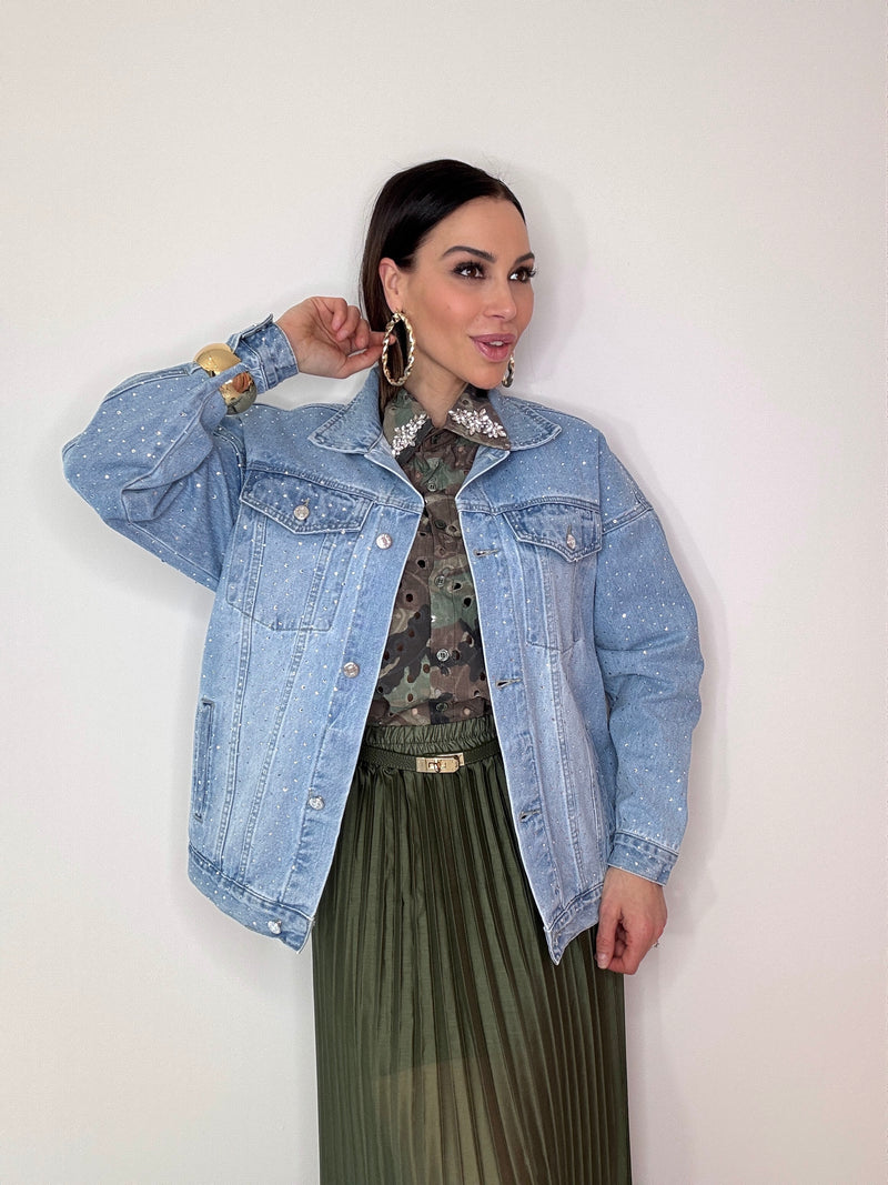 Giacca in denim e cristalli FEDERICA BI