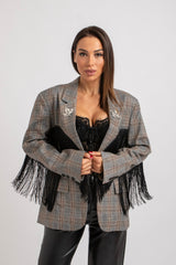 Blazer principe di Galles frange nere FEDERICA BI