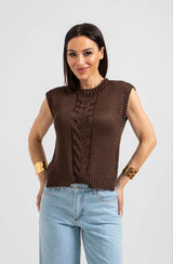 Gilet in maglia treccia FEDERICA BI (piu’ colori)