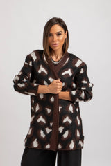 Cardigan animalier marrone FEDERICA BI
