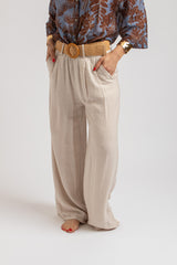 Pantalone in viscosa beige light FEDERICA BI