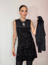 Abito fiocco in velluto e paillettes FEDERICA BI