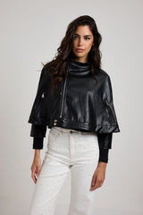 Giacca in ecopelle nera FEDERICA BI