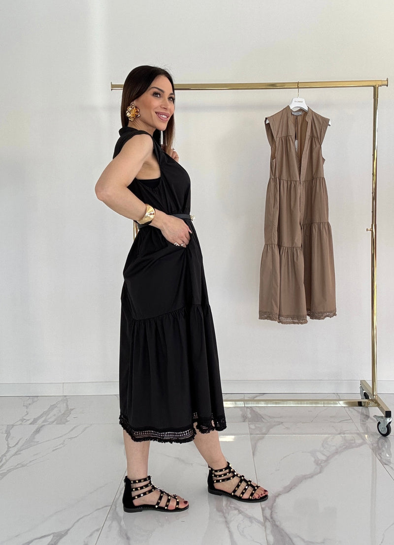 Abito in cotone (beige e e nero) FEDERICA BI