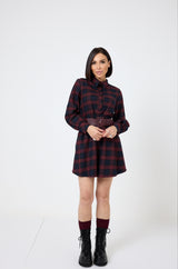 Abito tartan blu bordeaux FEDERICA BI