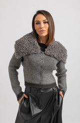 Cardigan grigio ecofur ricciolino FEDERICA BI