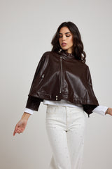 Giacca in ecopelle marrone FEDERICA BI