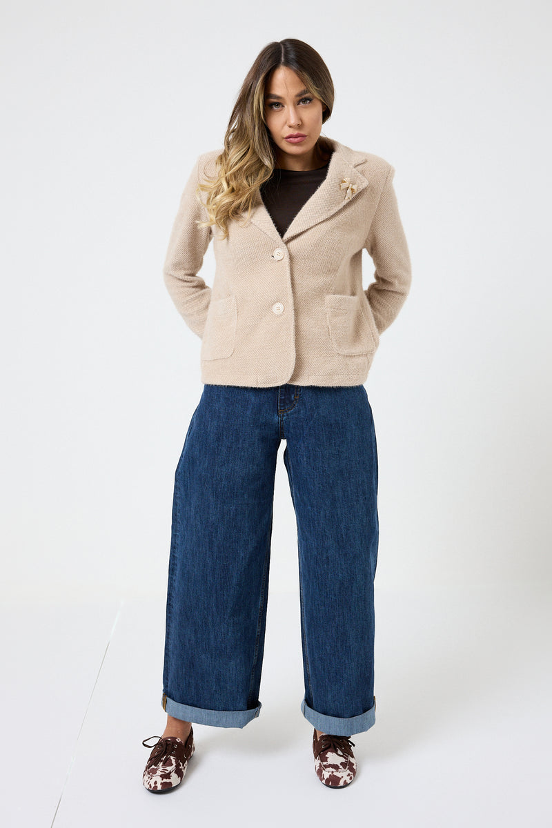 Blazer in ciniglia con spilla FEDERICA BI