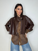 ACQUISTA IL TOTAL LOOK: Giacca in pelle, camicia in chiffon e denim balloon