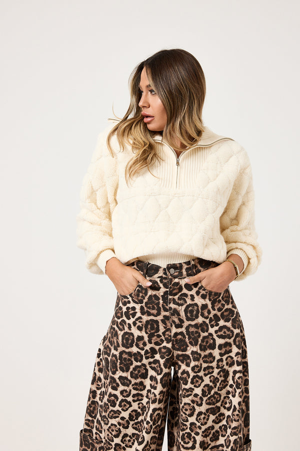 Maglione burro con zip FEDERICA BI