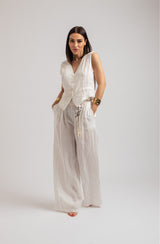 Pantalone in lino bianco FEDERICA BI