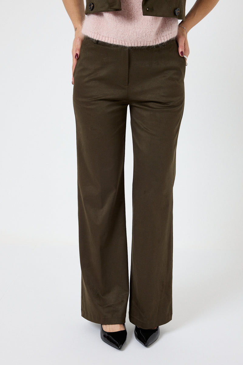 Pantalone in ecosuede verde FEDERICA BI