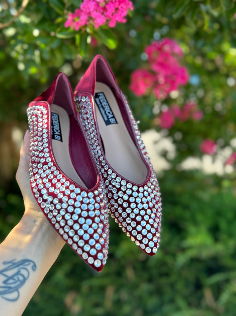 Ballerina in velluto bordeaux FEDERICA BI