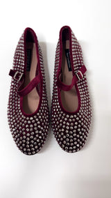 Ballerina bordeaux in velluto e cristalli FEDERICA BI