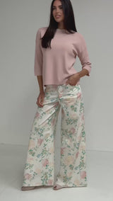 Denim palazzo floreale FEDERICA BI